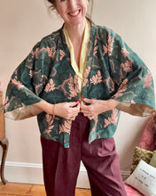 Silk Kimono Jacket - Electric Poppies