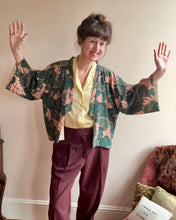 Silk Kimono Jacket - Electric Poppies