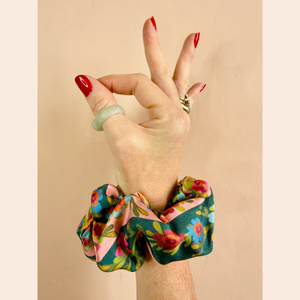 Silk Knight Flower Scrunchie