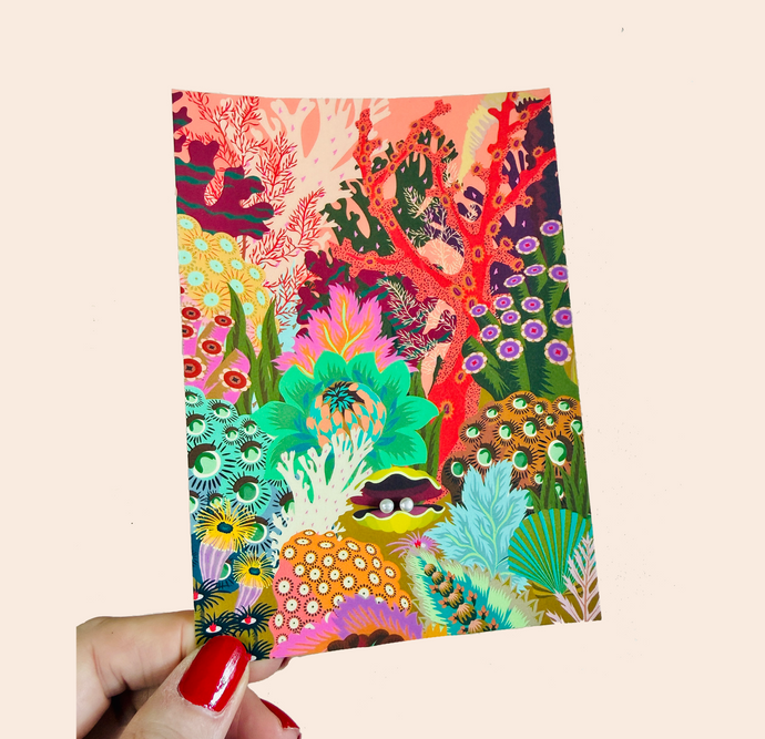 Treasure Card - Ocean Garden - Pearl Earrings